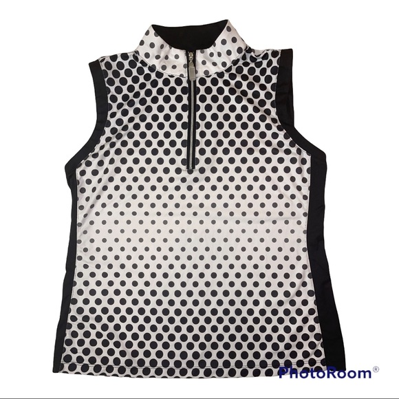 Coral Bay Tops - Coral Bay Golf Women's White & Black Dots Sleeveless Top PS